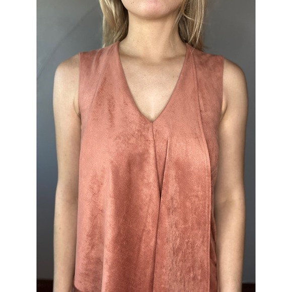BCBG Maxazria Trar Peach Suede Asymmetrical Dress - Picture 4 of 12